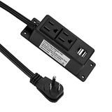 USB ile güç kablosu, BTU masaüstü güç prizi, 2 AC çıkışlı, 2 USB bağlantı noktası, 2,0 m uzatma kablosu, çalışma tezgahı, komodin, masa, siyah