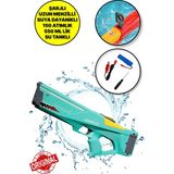 USB ile Şarj Olabilen 550 ml Su Hazneli Uzun Menzilli Elektronik Su Tabancası 43 cm - Yeşil - Renkli