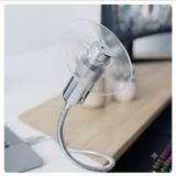 Usb Led Işıklı Mini Vantilatör Esnek Metal Gövde Masa Fanı Laptop, Powerbank Ve Adaptör Uyumlu-sl-uf02 Gri