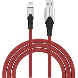 USB Lightning Hızlı Şarj Kablosu - Kırılmaz Örgülü Bordo Kablo