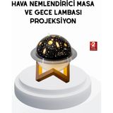 USB Mini Hava Nemlendirici ve Projeksiyon Lamba – Taşınabilir, Sessiz, Dekoratif Aromaterapi Cih - Renkli
