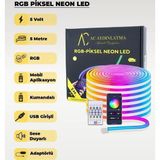 Usb Neon Rgb Piksel Şerit Led - Animasyonlu - Sese Duyarlı - 5 Metre (Aplikasyon - Kumandalı))