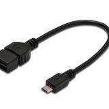 Usb On-The-Go (Otg) Kablosu, 0,20 Metre, Awg 28, Usb A, Dişi - Micro Usb B, Erkek