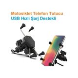 Usb Şarjlı Ayna Bağlantılı Motosiklet Telefon Tutucu Motor