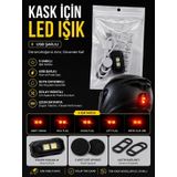 Usb Şarjlı Çakarlı Led Kask Lambası Bisiklet Motosiklet Scooter Sırt Çantası Güvenlik Işığı 5 Renk -