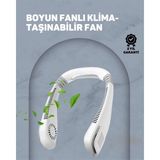 USB Şarjlı Giyilebilir Fan | 5 Kademeli Rüzgar Hızı, Sessiz Turbo Soğutma, 360° Hava Sirkülasyonu - 41S-Sarı