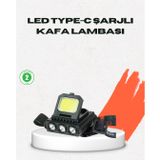 USB Şarjlı Kafa Feneri 800 Lumen Ayarlanabilir Cob ve Xpe LED ( Lisinya )