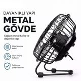 Usb Şarjli - Metal Gövde 14.5X7.5x15cm Mini Masaüstü Fan - Vantilatör Efn-482 (5047)