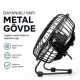 Usb Şarjlı - Metal Gövde 14.5X7.5x15cm Mini Masaüstü Fan - Vantilatör Efn-482 (5224)