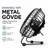 USB ŞARJLI - METAL GÖVDE 14.5X7.5X15CM MİNİ MASAÜSTÜ FAN - VANTİLATÖR EFN-482 (5477)
