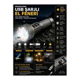 Usb Şarjlı Profesyonel El Feneri 3000 Lümen 10W Tg Led Tripod Uyumlu Güçlü Işık Kamp Lambası Fener