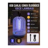 Usb Şarjlı Sinek Ve Sivrisinek Kovucu Gece Lambası 360° Uv Işık Sarı Işık Modlu 20 M² Etki Alanlı Taşınabilir Lamba