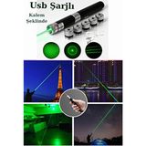 USB Şarjlı Voltran Yeşil Lazer Kalem Başlıklı Yeşil Lazer Pointer Turbo Işın Yeşil Laser Pointer