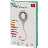 USB Smart Voıce Control Light Sesli Işık Ayarlı Mini Yuvarlak USB 16 Ledli Lamba Akrobat Kollu 2W 5V-0.5A (4887) - Beyaz