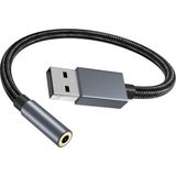 USB To 3.5mm Jack Kulaklık Mikrofon Aux Dönüştürücü 3,5 mm Jak Ses Adaptörü Kulaklık, Pc, Laptop, - Siyah