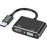 USB To VGA HDMI 2 In 1 Adaptör Siyah