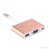 Usb Type-C Giriş - Vga Çıkış+Usb 3.0+Type-C 3in1 Çevirici