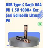 USB Type-C Şarjlı Aaa Lityum Pil 1000+ Şarj Döngüsü ile Uzun Ömür - Lisinya