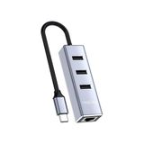 USB Type-C To 100MBPS Ethernet Çevirici ve 3 Portlu USB Hub Çoklayıcı - 1 GB