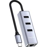 USB Type-C To 100MBPS Ethernet Çevirici ve 3 Portlu USB Hub Çoklayıcı