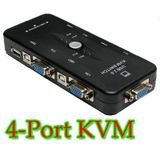 USB VGA KVM Switch 4 Port 4 PC Kasa Bağlanabilir Tek Kontrol