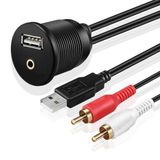 Usb2.0+Aux Panel Tipi Yuvarlak Uzatma Kablosu 1.8 Metre