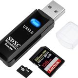 USB3.0 SD/TF Kart Okuyucu, USB 3.0 5Gbps Yüksek Hızlı Çift Yuvalı OTG Hafıza Kartı Adaptörü TF/Micro SD/SD/SDXC/Micro SDXC/Micro SDHC Hafıza Kartları için, MacBook Pro/Air ile Uyumlu