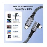 Usb4 Kablo 90 Derece Usb-C To Usb-C 40GBPS Veri Aktarım, 240W Pd Hızlı Şarj, 8K@60Hz Görüntü Desteği, Thunderbolt 3/4 ile Uyumlu, Örgülü Dayanıklı Şarj ve Data Kablosu Klv-Y - 1 GB - 00-Siyah - Beyaz - Option-1