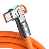 USB'den Type-C'ye 180° Döner Hızlı Şarj Kablosu 120W 1M | Veri Aktarımı, Metal Konnektör, Silikon Kablo, Turuncu Renk, Esnek Tasarım