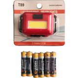 User Pil Batarya T-89 3 Watt Cob Led’li Aaa Pilli Mini Kafa Lambası Feneri (6 Adet Pil Pakete Dahil)