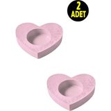 Usin 2 Adet Suda Havuzda Yüzen Suya Batmayan Restoran Cafe Bar Ev İçin Kalp Şeklinde TeaLight Mumluk (Pembe)