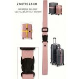 usin 2 METRE Pembe Valiz Çanta Bavul Bagaj Valiz Birleştirme Bağlama Askısı Kemeri Kayışı Organizeri 2,5 cm EN