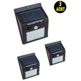 usin 3 Adet Güneş Enerjili Bahçe Teras Balkon Gece Aydınlatma Lambası Armatürü -Dekoratif Solar Aplik