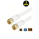Usin 3 Metre Fabrikasyon Gold Uç F Konnektörlü Rg6/U4 Full Hd 3D 4K Anten Tv Çanak Uydu Lnb Kablosu