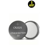 usin 5 ADET 3 Volt CR2025 Lityum Para Pil (DL2025 CR 2025 Bios-Kepenk-Kumanda Terazi Düğme Lithum Pili)