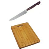 usin Ahşap Et Ekmek Kesim Tahtası Sebze Meyve Doğrama Tahtası + Steak Kesme Bıçağı Sürmene Mutfak Bıçağı 20 Cm