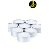 Usin Suda Yüzen Restoran Cafe Bar Sarı Mavi Kırmızı Pembe Renk Yuvarlak Tea Light Mum - Beyaz - 16 Adet