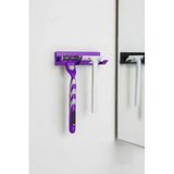 Usin Yapışkanlı Traş Bıçak Bıçağı 2 Jilet İçin Traş Bıçaklık 2li Jiletlik Banyo Organizer (mor)