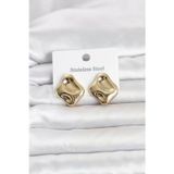 Uslucan Alışveriş 316L Çelik Gold Renk Plaka Model Kadın Küpe TJ-BKP11818