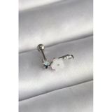 Uslucan Alışveriş 316L Çelik Gümüş Renk Zirkon Taş Detay Beyaz Çiçek Model Tragus Piercing