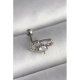 Uslucan Alışveriş 316L Çelik Gümüş Renk Zirkon Taşlı Toplu İğne Tragus Piercing