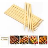Uslucan Alışveriş 60 Adet Ahşap Geniş Çöp Şiş - Adana Kebap Şişi - 25 cm