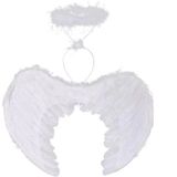 Uslucan Alışveriş Beyaz Renkli Tüylü Bebek Melek Kanadı ve Tacı 30x45 cm