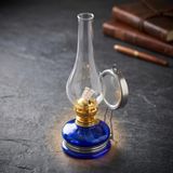 Uslucan Alışveriş Cam Gaz Lambası - Mavi - Nostaljik Tasarım - Dekoratif Aydınlatma