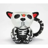 Uslucan Alışveriş Day Of The Dead Köpek Figürlü 3D Kabartmalı Porselen Kupa - Seçenek