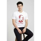 Uslucan Alışveriş Erkek Atatürk Baskılı Tişört Kısa Kollu Bisiklet Yaka T-Shirt - Beyaz