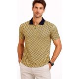 Uslucan Alışveriş Erkek Pike Kumaş Polo Yaka Desenli Tişört Kısa Kol Yazlık T-Shirt - Sarı