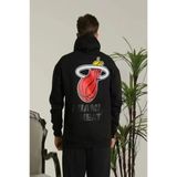 Uslucan Alışveriş Erkek Sırt Baskılı Oversize Üç İplik Kapüşonlu Sweatshirt - Siyah