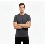 Uslucan Alışveriş Erkek T-Shirt Bisiklet Yaka Slim Fit Dar Kesim Likralı Tişört Günlük Basic Body - Füme