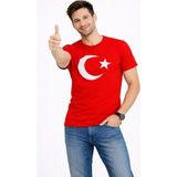 Uslucan Alışveriş Erkek T-Shirt Kısa Kol Bisiklet Yaka Ay Yıldız Bayrak Baskılı Tişört - Kırmızı